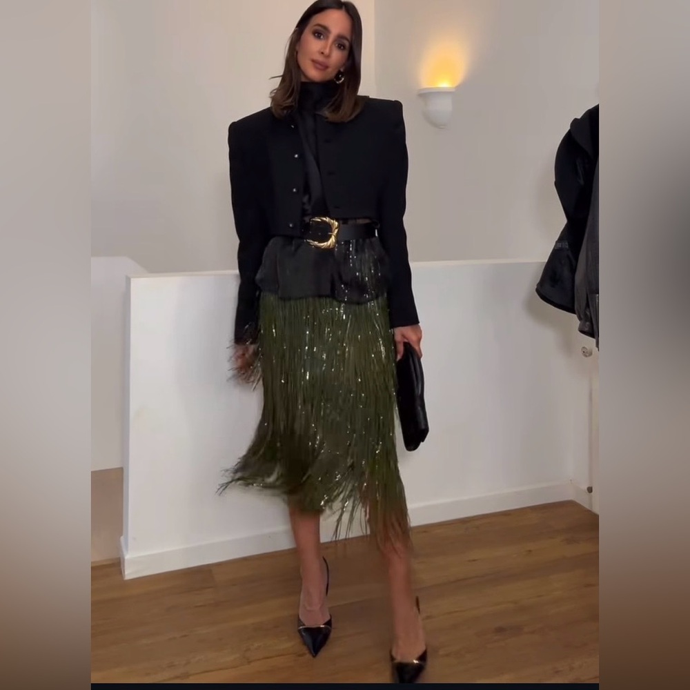 Zara LIMITED EDITION FRINGED SEQUIN ZW COLLECTION SKIRT - Picture 4 of 14